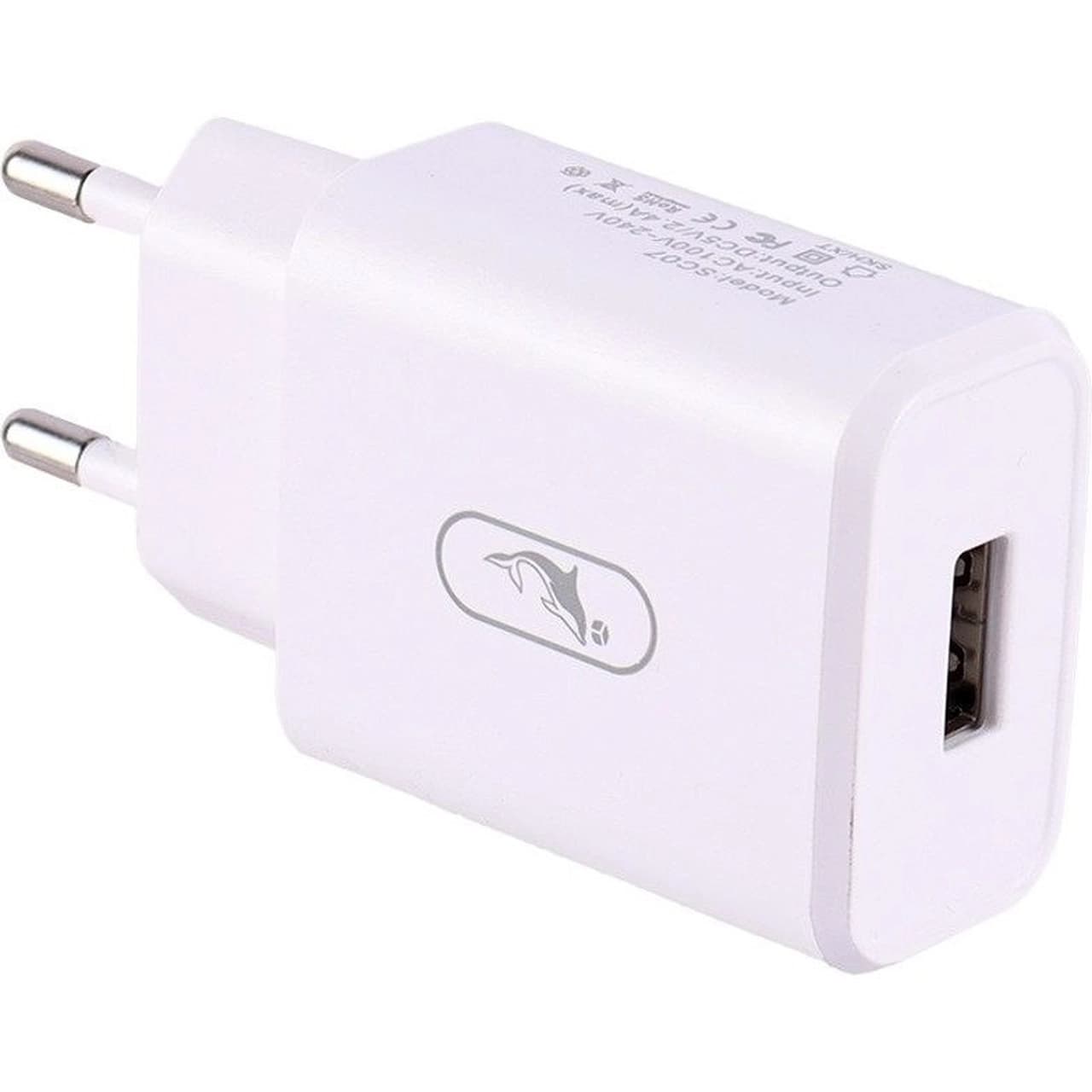 شارژر دیواری فست تک پورت Sky Dolphin مدل SC07T 12W به همراه کابل شارژ Type-C – سفید – TCO — تصویر ۲