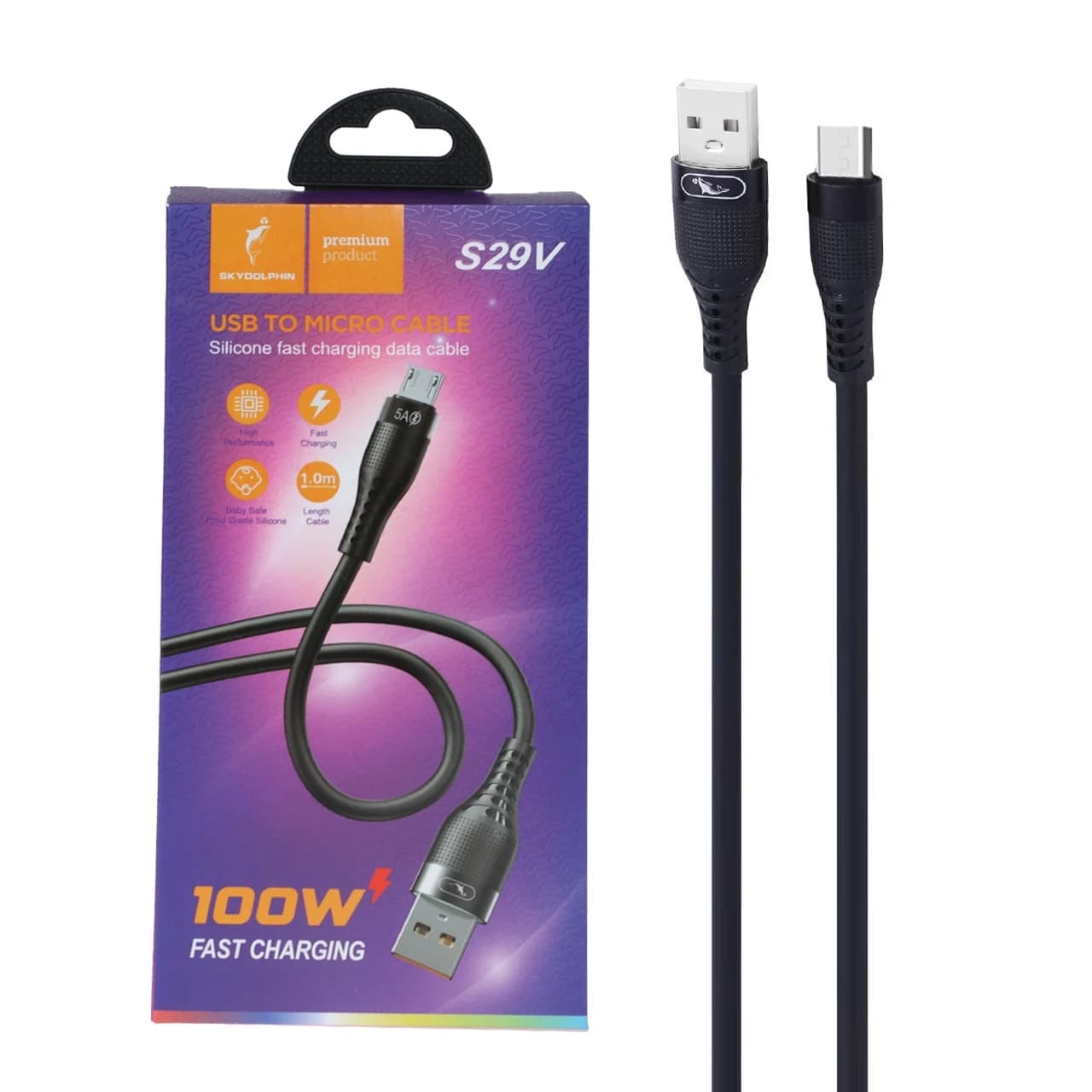 کابل شارژ فست اندروید Sky Dolphin مدل S29V – مشکی – TCO