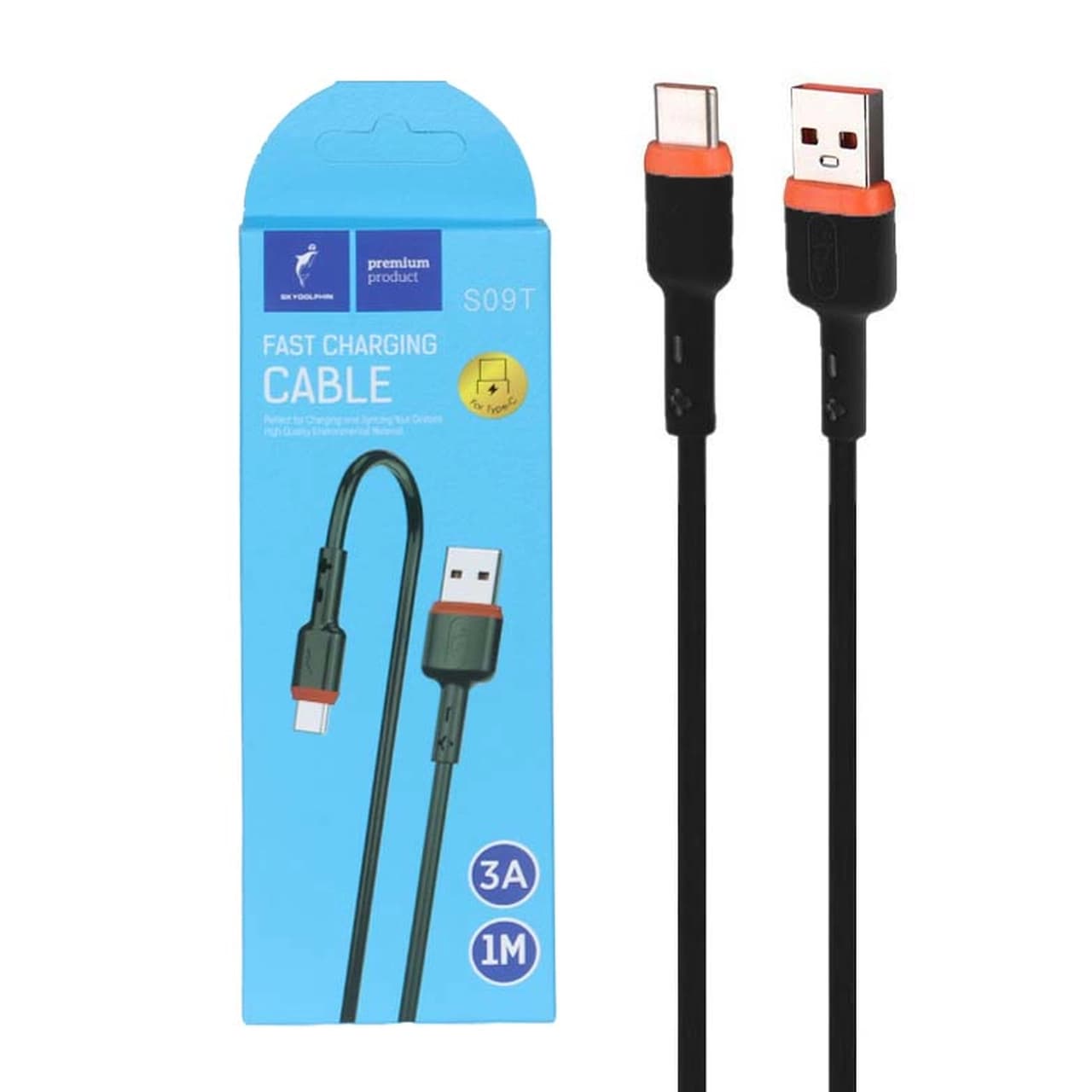کابل شارژ فست Sky Dolphin Type-C مدل S09T – مشکی – TCO
