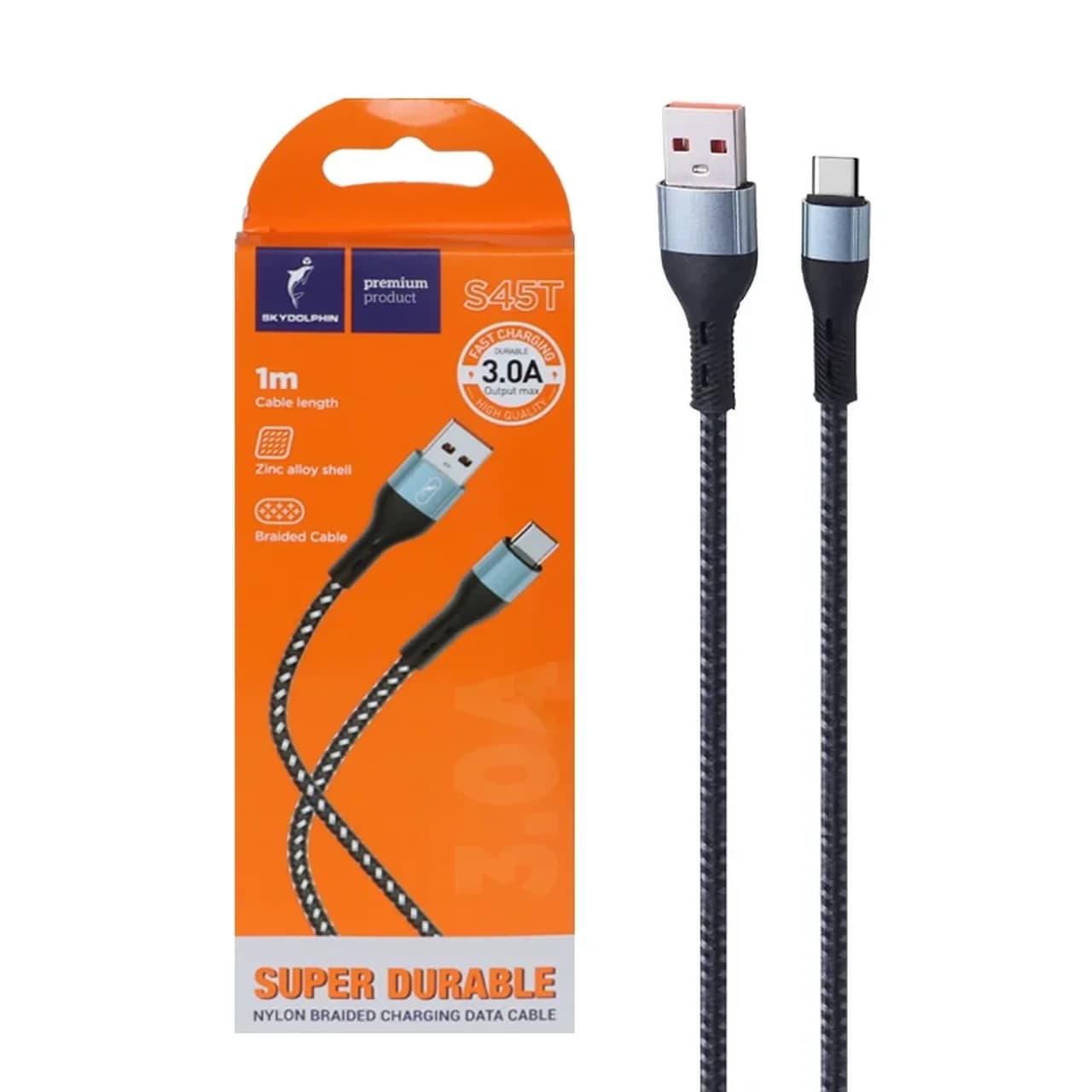 کابل شارژ فست Sky Dolphin Type-C مدل S45T – مشکی – TCO — تصویر ۲
