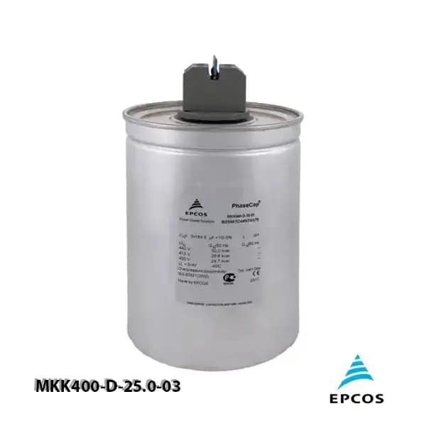 خازن 25.0 کیلووار گازی 400 ولت EPCOS کد MKK400-D-25.0-03
