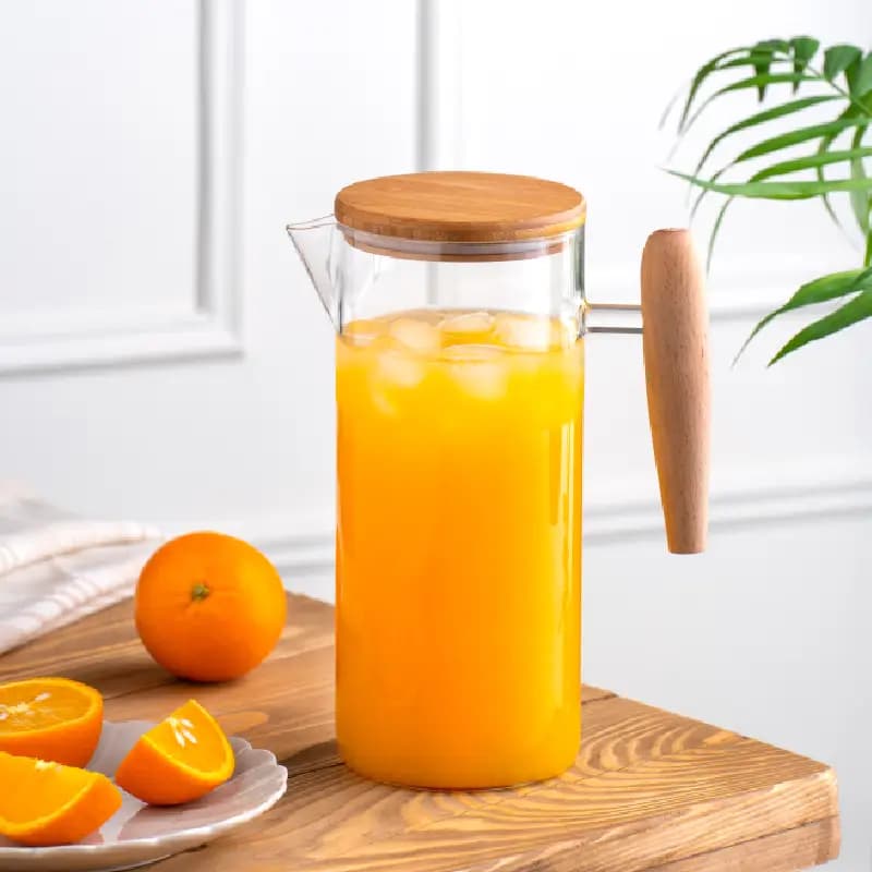 پارچ دسته چوبی پیرکس طراح شیک و مدرن — تصویر ۲