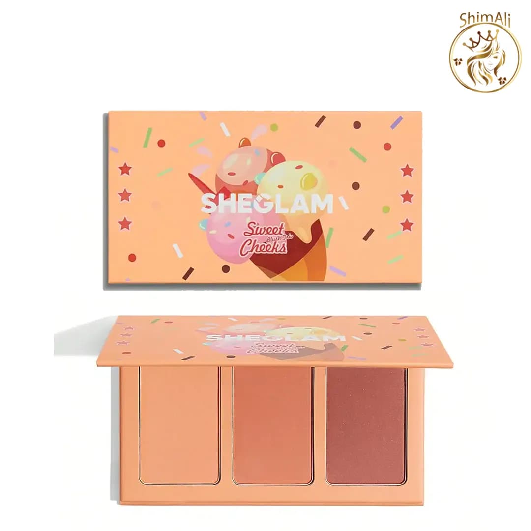 پالت رژگونه پودری SHEGLAM شیگلم سه رنگ(PRIVATE CABANA) مدل Sweet Cheeks