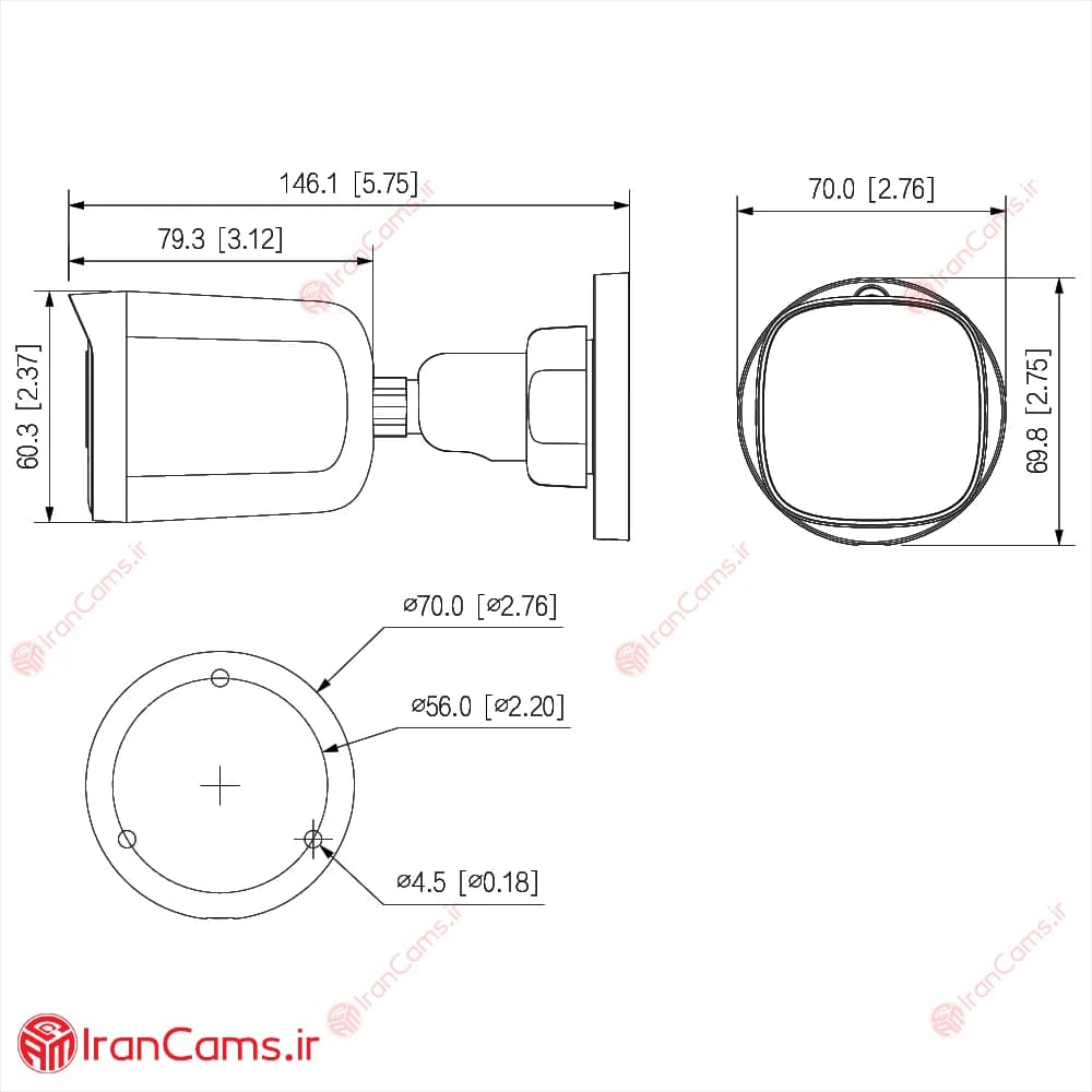 دوربین مداربسته بولت 2 مگاپیکسلی داهوا DH-HAC-B1A21P-U — تصویر ۸