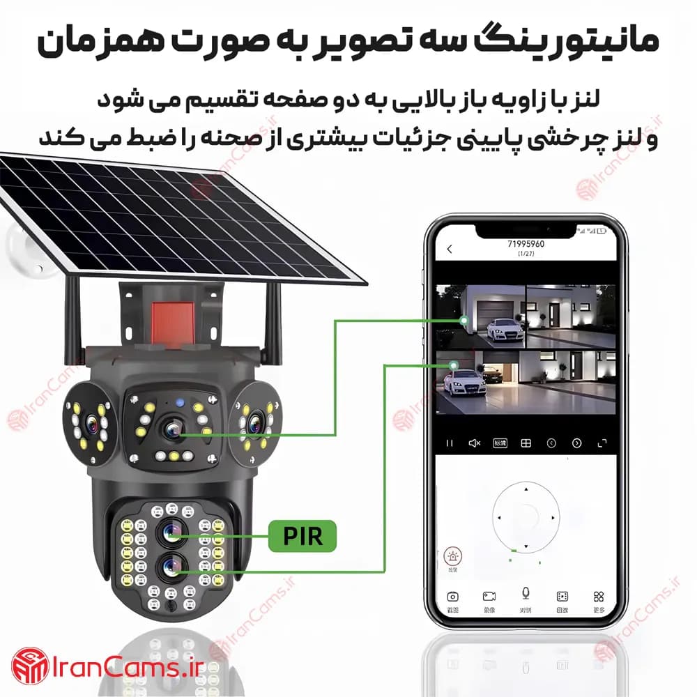 دوربین مینی اسپید دام بی سیم خورشیدی سیمکارتی دو لنز V380 مدل P27-18 — تصویر ۸