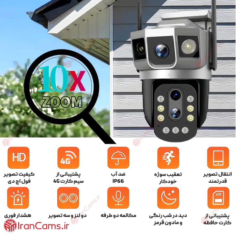 دوربین مینی اسپید دام بی سیم سیمکارتی دو لنز V380 مدل SC23-G-DL — تصویر ۳