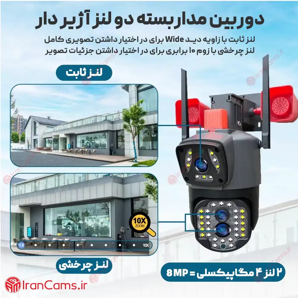 دوربین مینی اسپید دام بی سیم سیمکارتی دو لنز V380 مدل A28Y — تصویر ۴