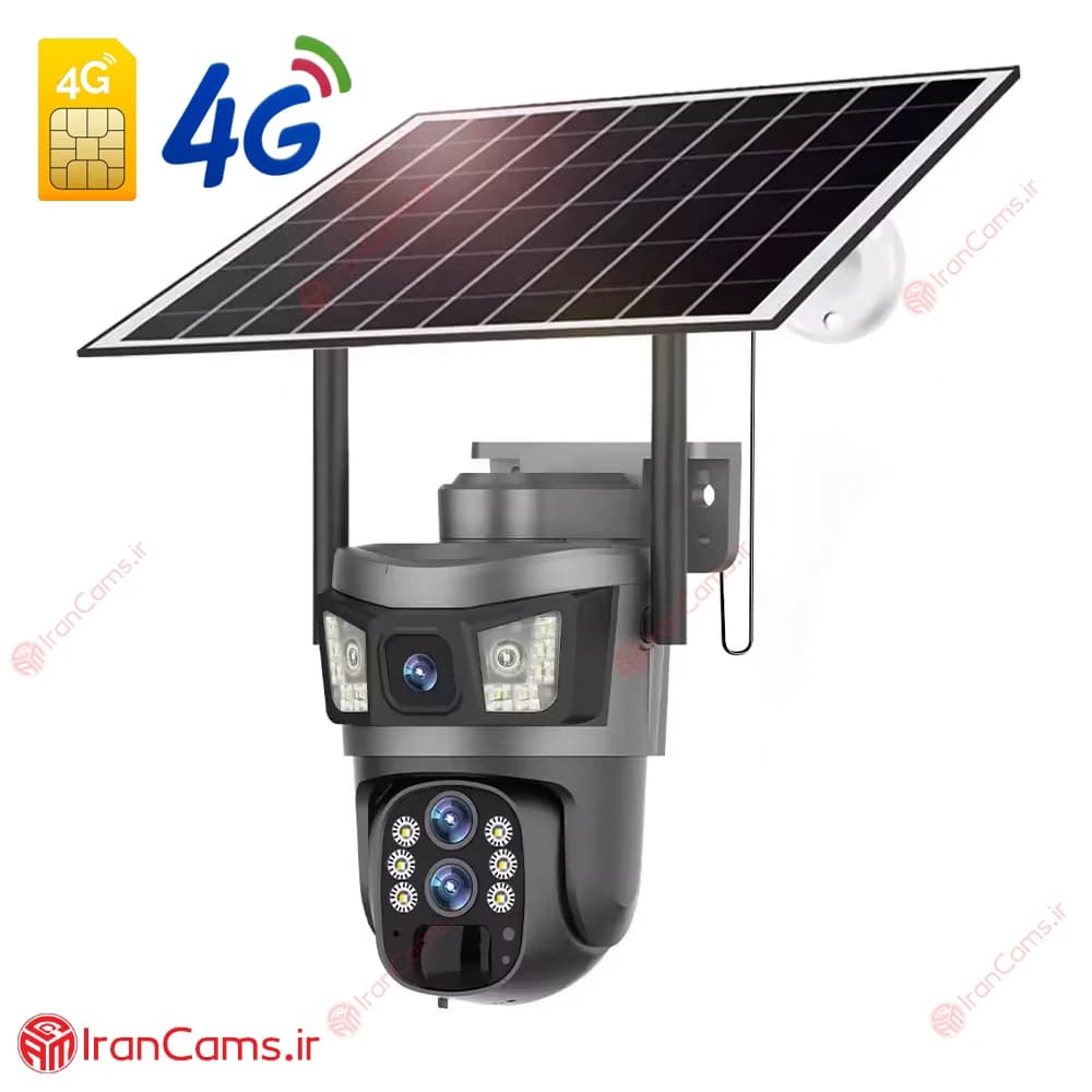 دوربین اسپید دام خورشیدی سیمکارتی سه لنز V380 مدل P10
