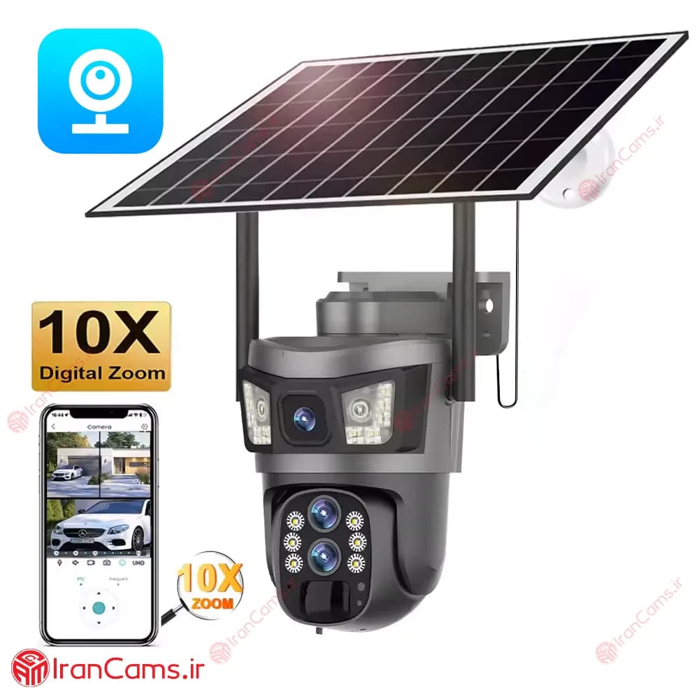 دوربین اسپید دام خورشیدی سیمکارتی سه لنز V380 مدل P10 — تصویر ۲