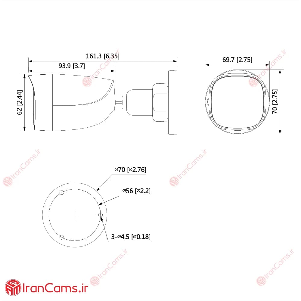 دوربین مداربسته بولت 2 مگاپیکسلی داهوا DH-HAC-HFW1200CP — تصویر ۸