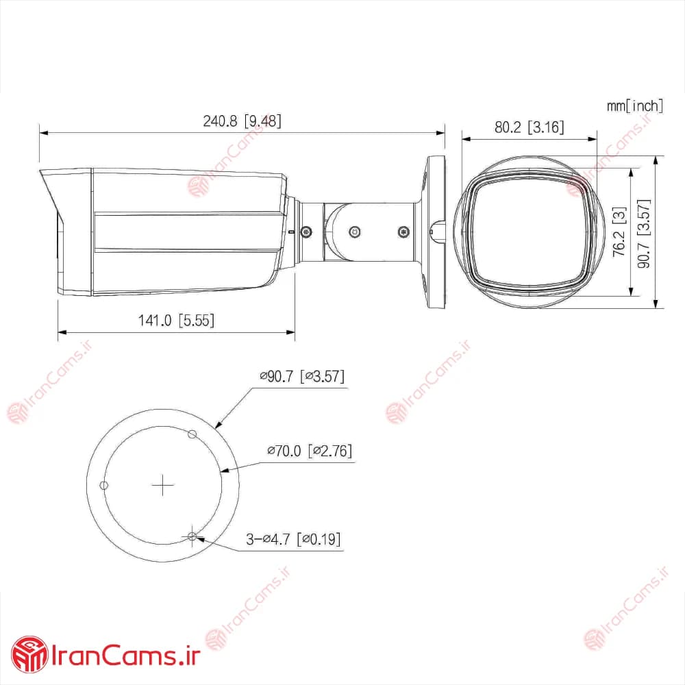 دوربین مداربسته بولت 2 مگاپیکسلی داهوا DH-HAC-HFW1239TMP-A-LED — تصویر ۶