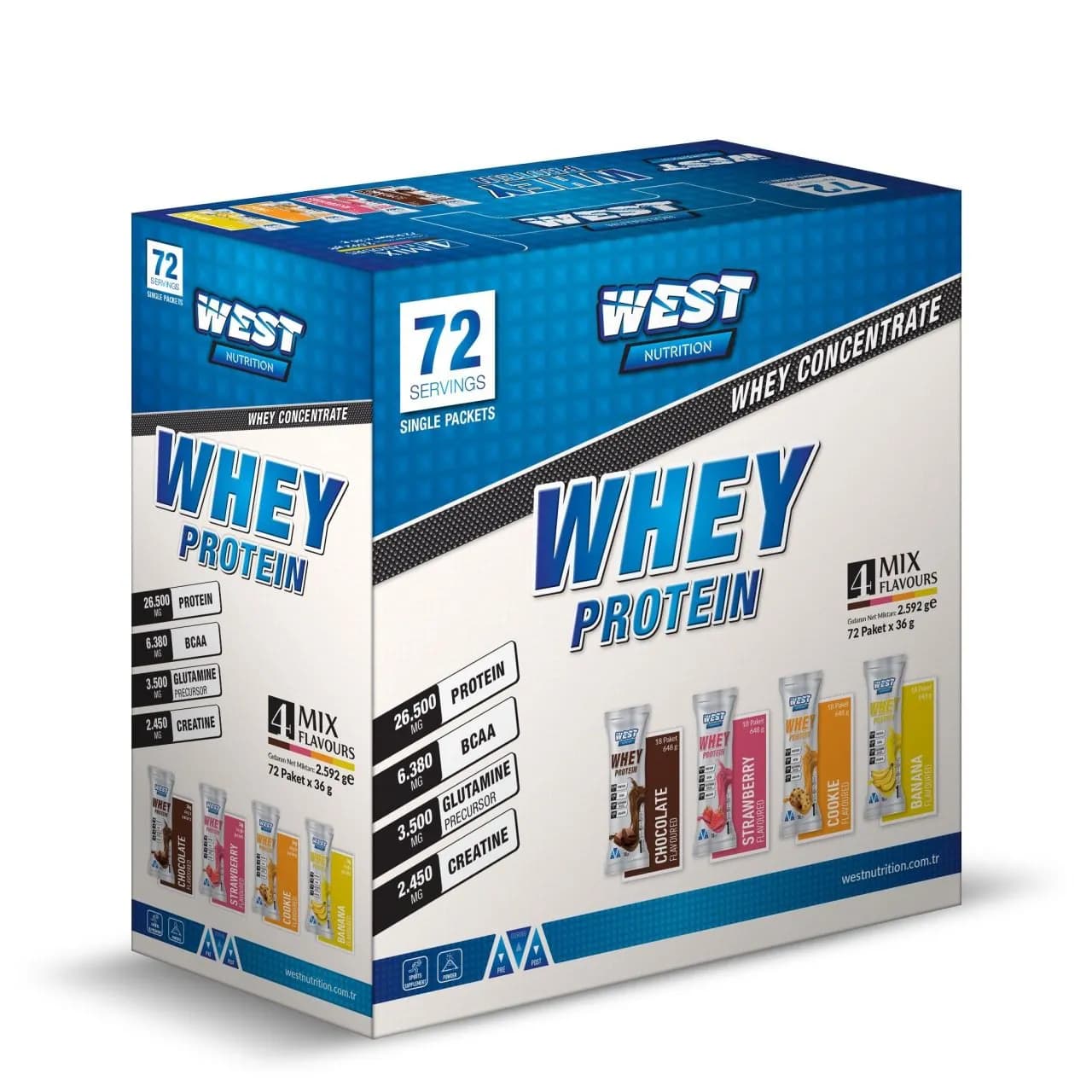 پروتئین وی ساشهای وست نوتریشن ۷۲ عددی ۴ طعم | West Nutrition