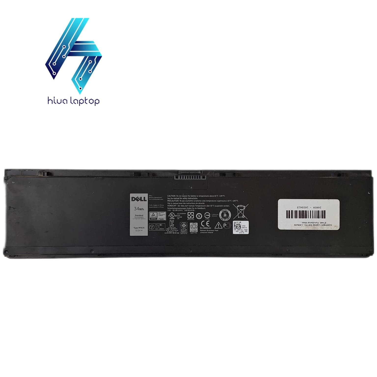 باتری لپ تاپ دل مدل PFXCR ولتاژ 11.1V ظرفیت 2950mAh توان 34Wh