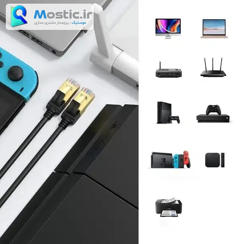 کابل شبکه CAT7 F/FTP یوگرین 10Gbps پهنای باند 600MHz مس خالص مدل NW107 طول 1 متر — تصویر ۳