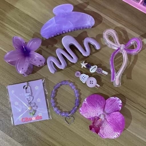 پک هدیه 10 عددی هدیه کادو تولد اکسسوری دخترانه فانتزی کیوت مو کش مو گیره مو کیلیپس — تصویر ۳