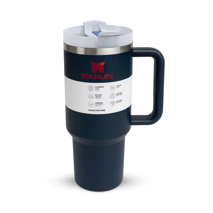 ماگ دسته دار استنلی تامبلر نی دار «آبی نفتی» | Stanley Quencher H2O Tumbler