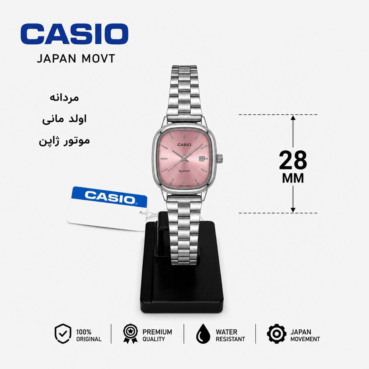 ساعت مچی کاسیو زنانه اولد مانی مدل صفحه سرمه ای | Casio Old Money 28mm — تصویر ۳