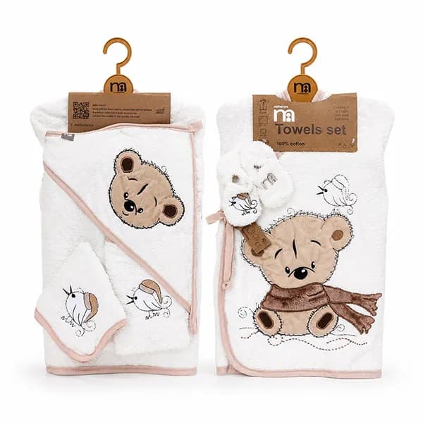 سرویس حوله 5 تکه برند مادرکر mothercare طرح خرس و شال گردن