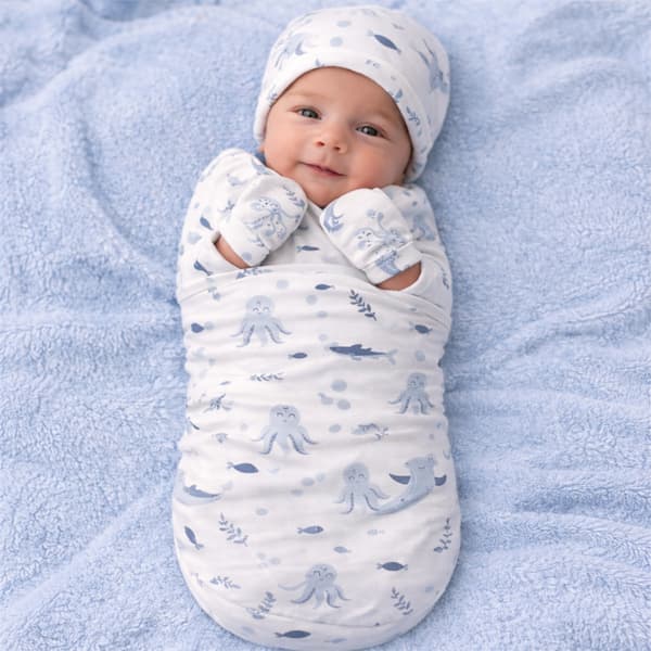 قنداق دورپیچ نوزاد طرح هشت پا برند بی بی فور لایف Baby 4 life