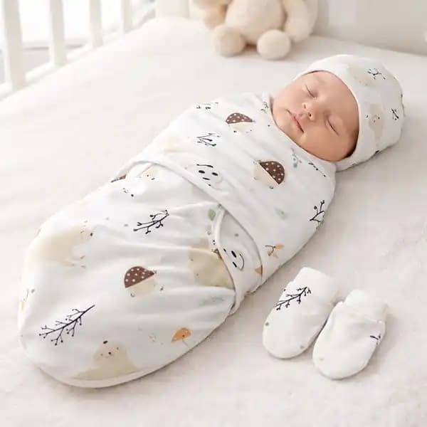 قنداق دورپیچ نوزاد طرح جوجه تیغی برند بیبی فور لایف Baby 4 life