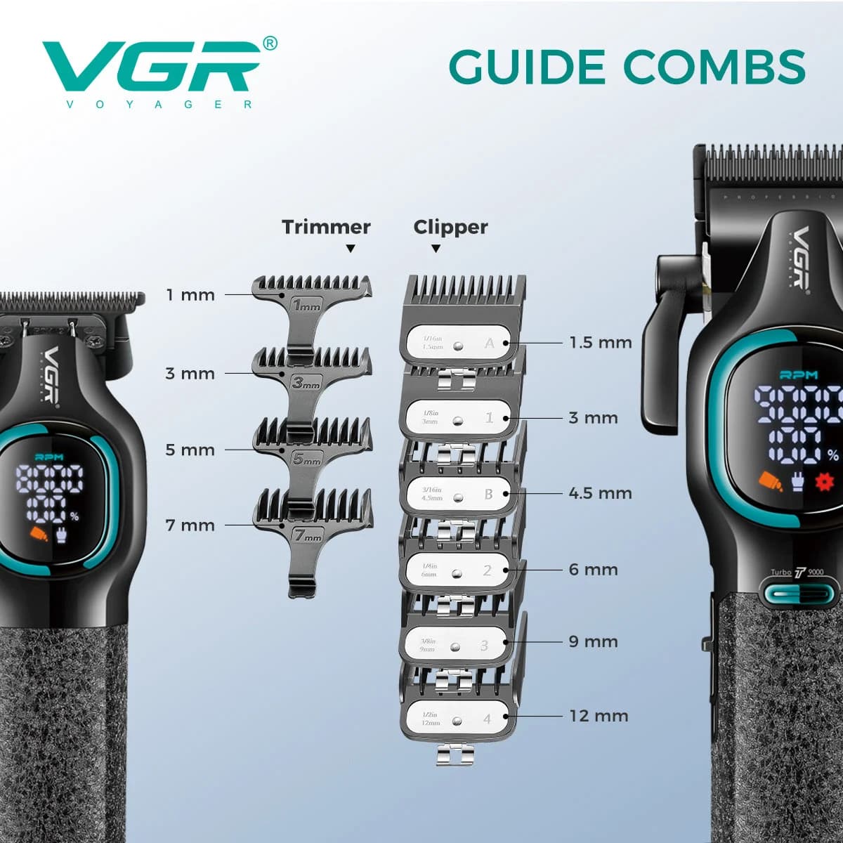 ست 3عددماشین اصلاح،خط زن و شیور وی جی آر مدل V-886 S3 ‏ — تصویر ۷