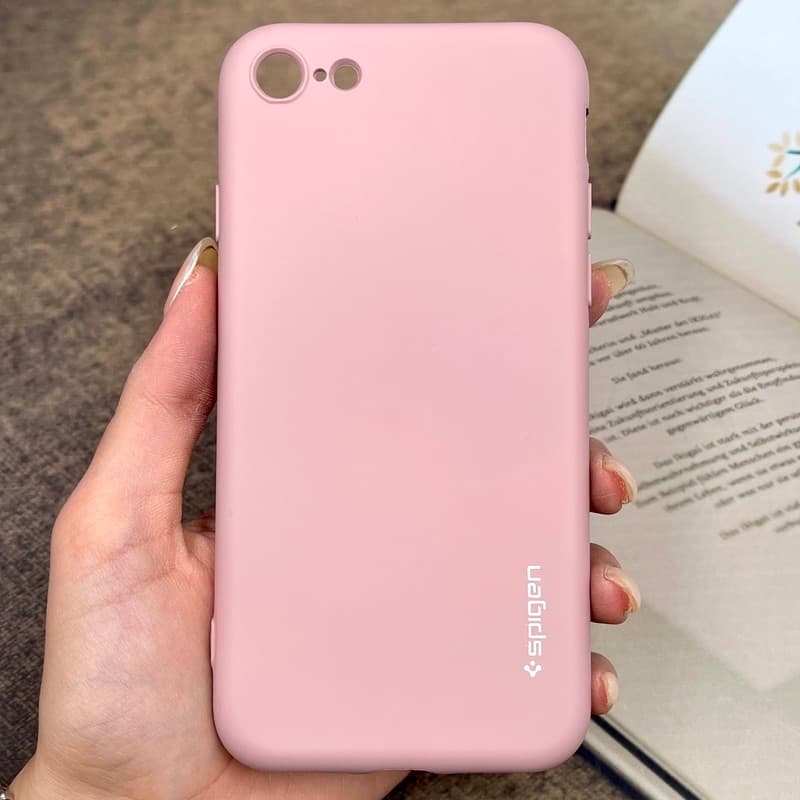 قاب گوشی iPhone 7 / iPhone 8 / iPhone SE 2020 / iPhone SE 2022 آیفون سیلیکونی Spigen اورجینال کابل داخل پارچه ای محافظ لنز دار گلبهی کد 171402
