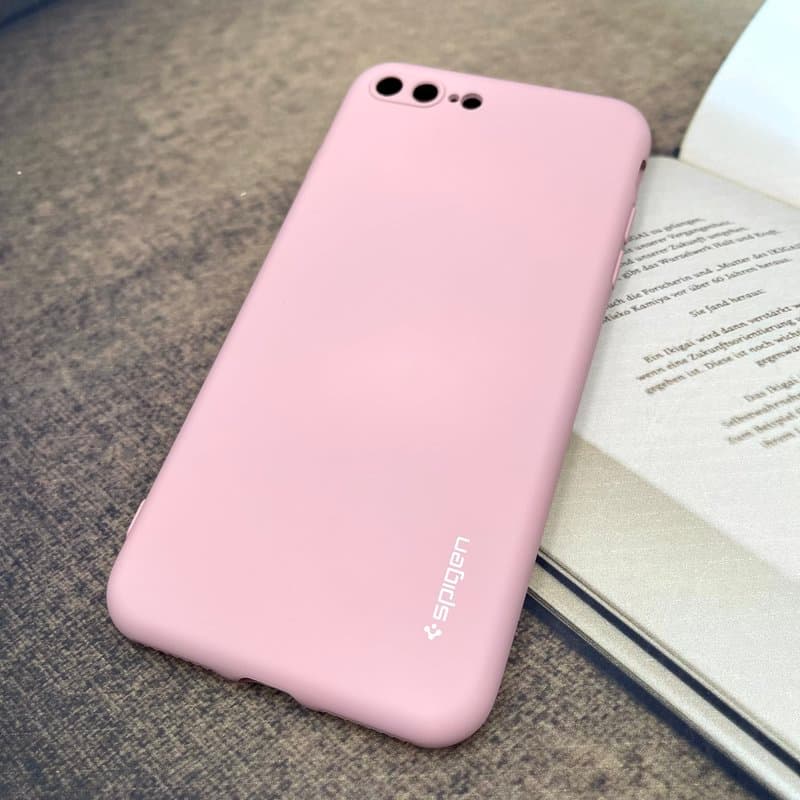 قاب گوشی iPhone 7 Plus / iPhone 8 Plus آیفون سیلیکونی Spigen اورجینال کابل داخل پارچه ای محافظ لنز دار گلبهی کد 345585 — تصویر ۲