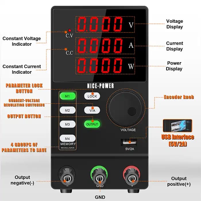 منبع تغذیه حافظه دار 30 ولت 10 آمپر نایس پاور مدل Nice-Power SPPS3010 — تصویر ۳