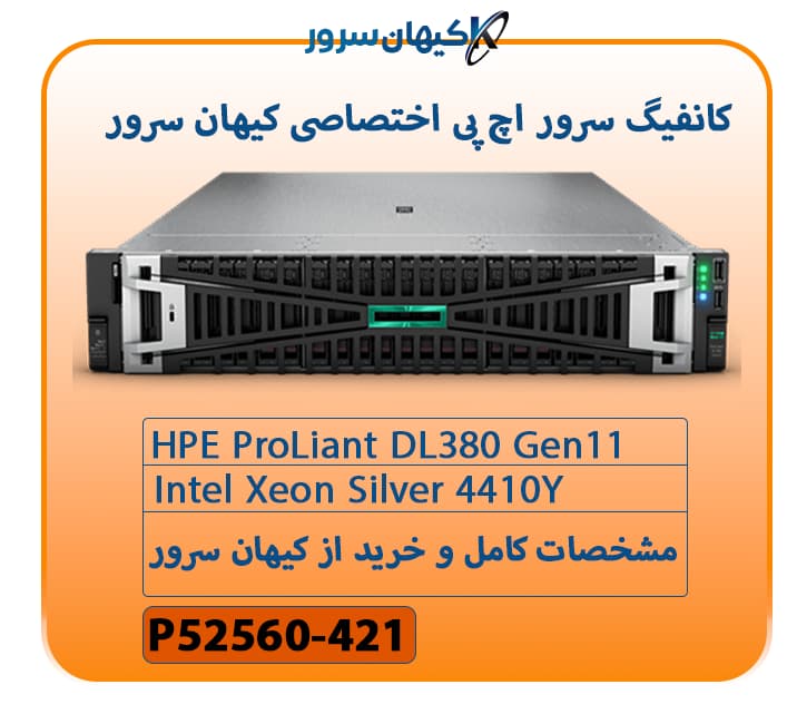 HPE ProLiant DL380 Gen11 4410Y 2.0GHz 12‑core 1P 32GB‑R MR408i‑o NC 8SFF 1000W PS Server — تصویر ۲