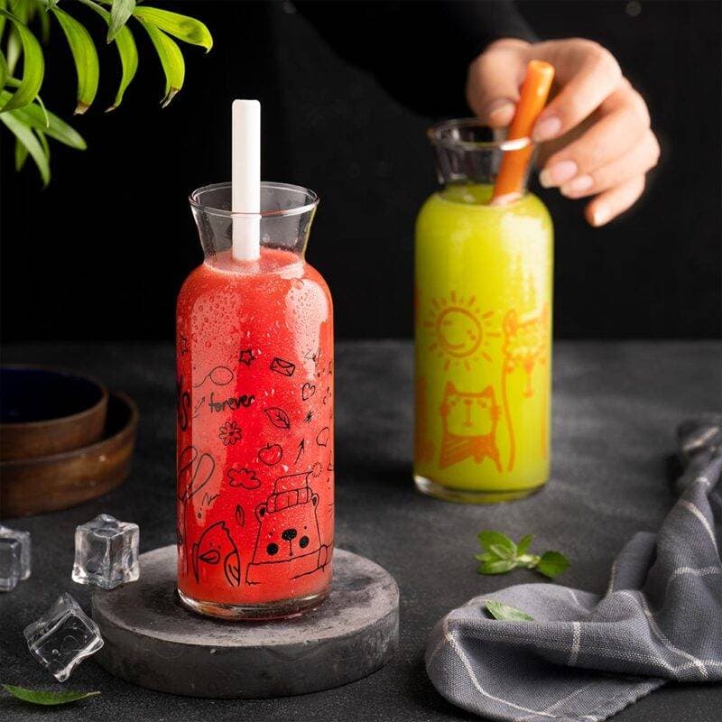بطری شیشه ای نی دار چاپدار مانیا مدل هانا — تصویر ۷