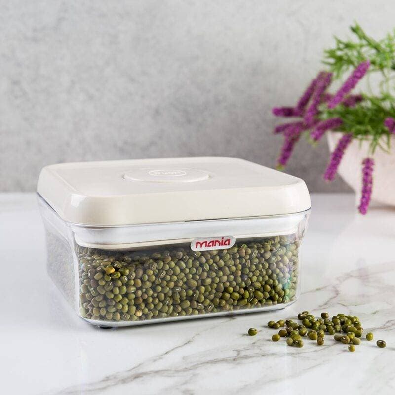 جا حبوباتی مربعی مانیا مدل درفشاری سایز 1 – نگهداری مطمئن و بهداشتی حبوبات و خشکبار