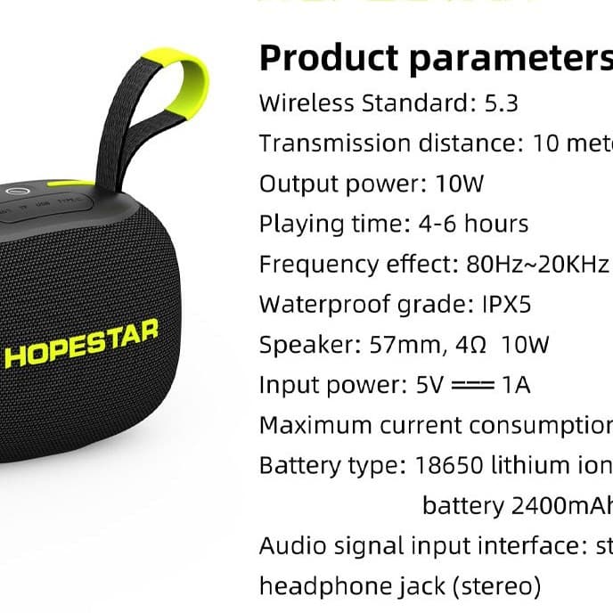 اسپیکر شارژی هوپ استار HOPESTAR مدل Party BOX Mini — تصویر ۴