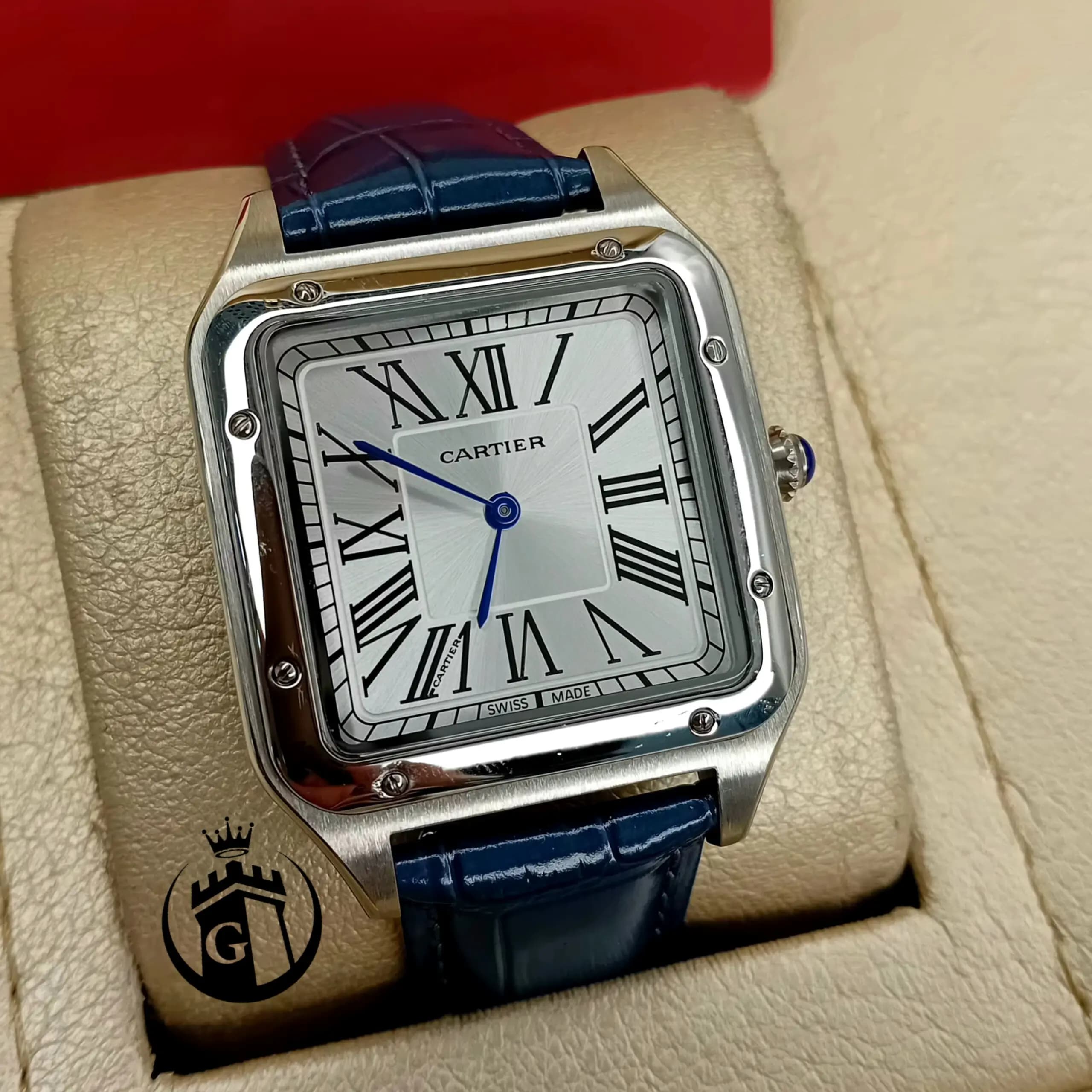 ساعت مچی مردانه اورجینال کارتیه Cartier | ساعت عقربه ای بند چرم اصلی و کلاسیک C07 — تصویر ۷
