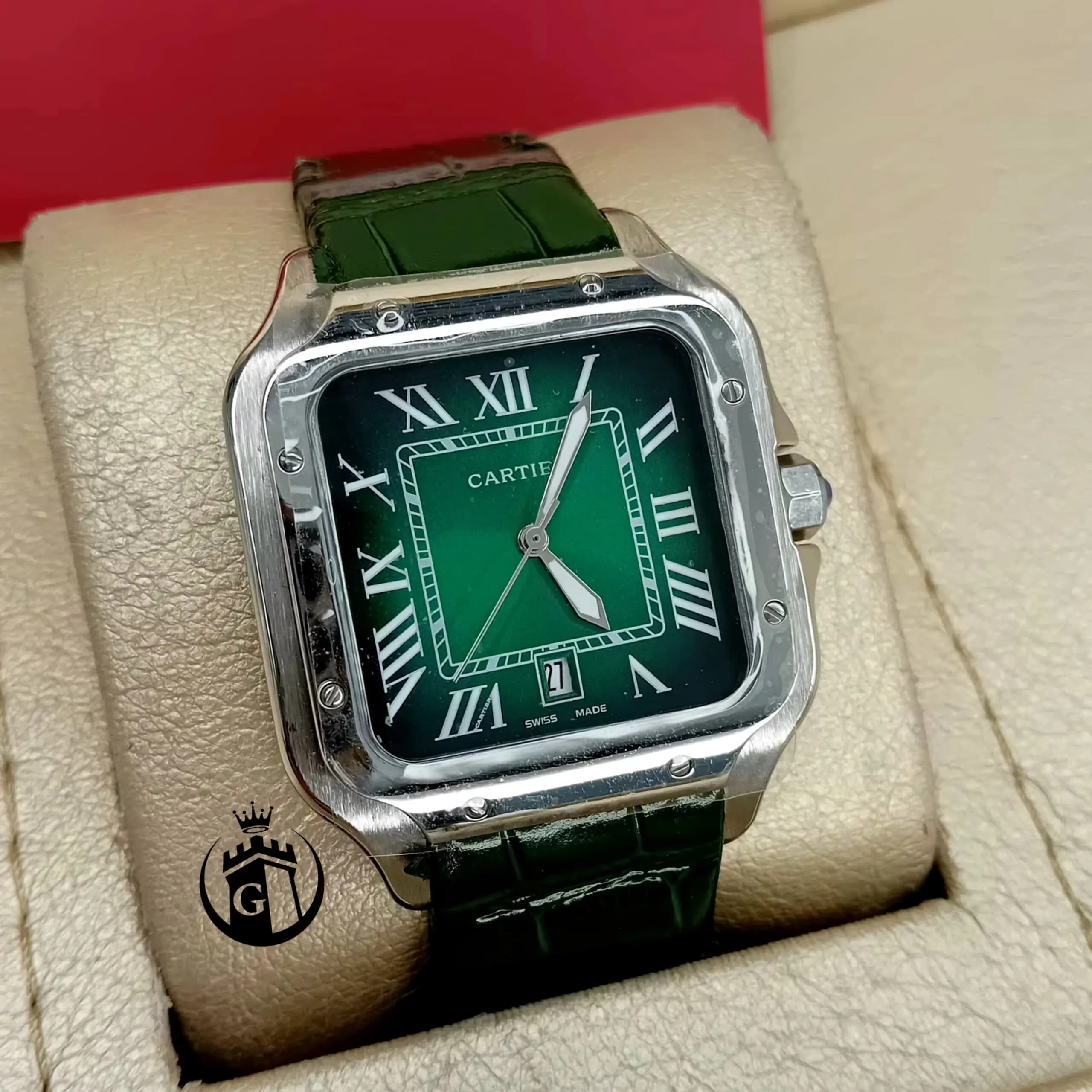 ساعت مچی مردانه اورجینال کارتیه Cartier | ساعت عقربه ای بند چرم اصلی و کلاسیک C04 — تصویر ۶