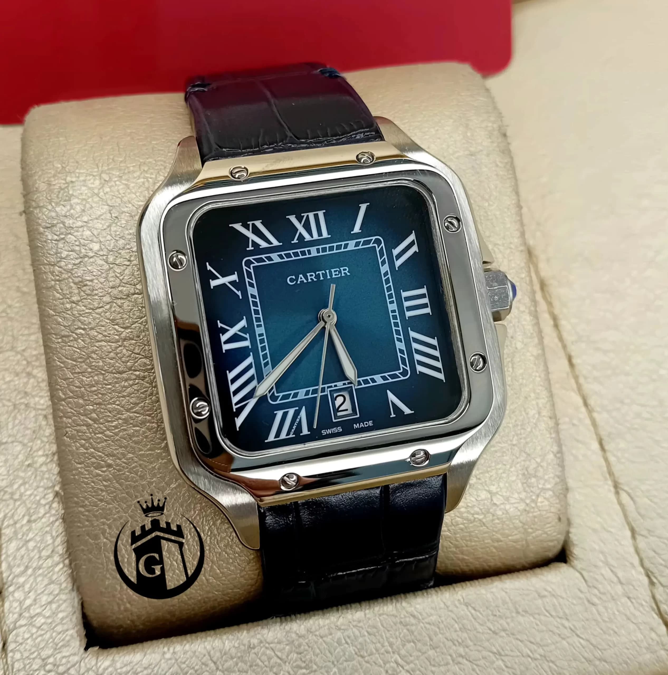 ساعت مچی مردانه اورجینال کارتیه Cartier | ساعت عقربه ای بند چرم اصلی و کلاسیک C05