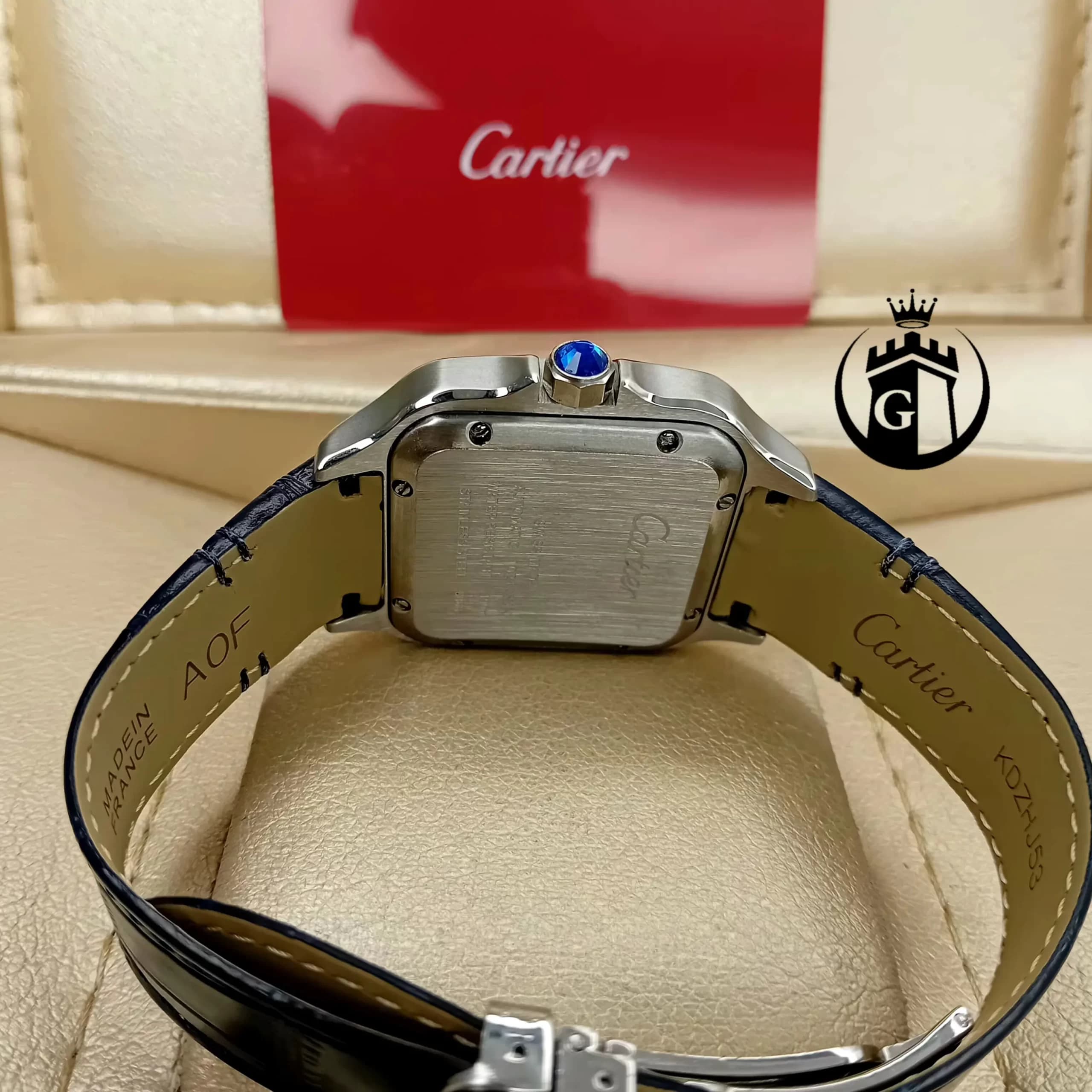 ساعت مچی مردانه اورجینال کارتیه Cartier | ساعت عقربه ای بند چرم اصلی و کلاسیک C03 — تصویر ۳