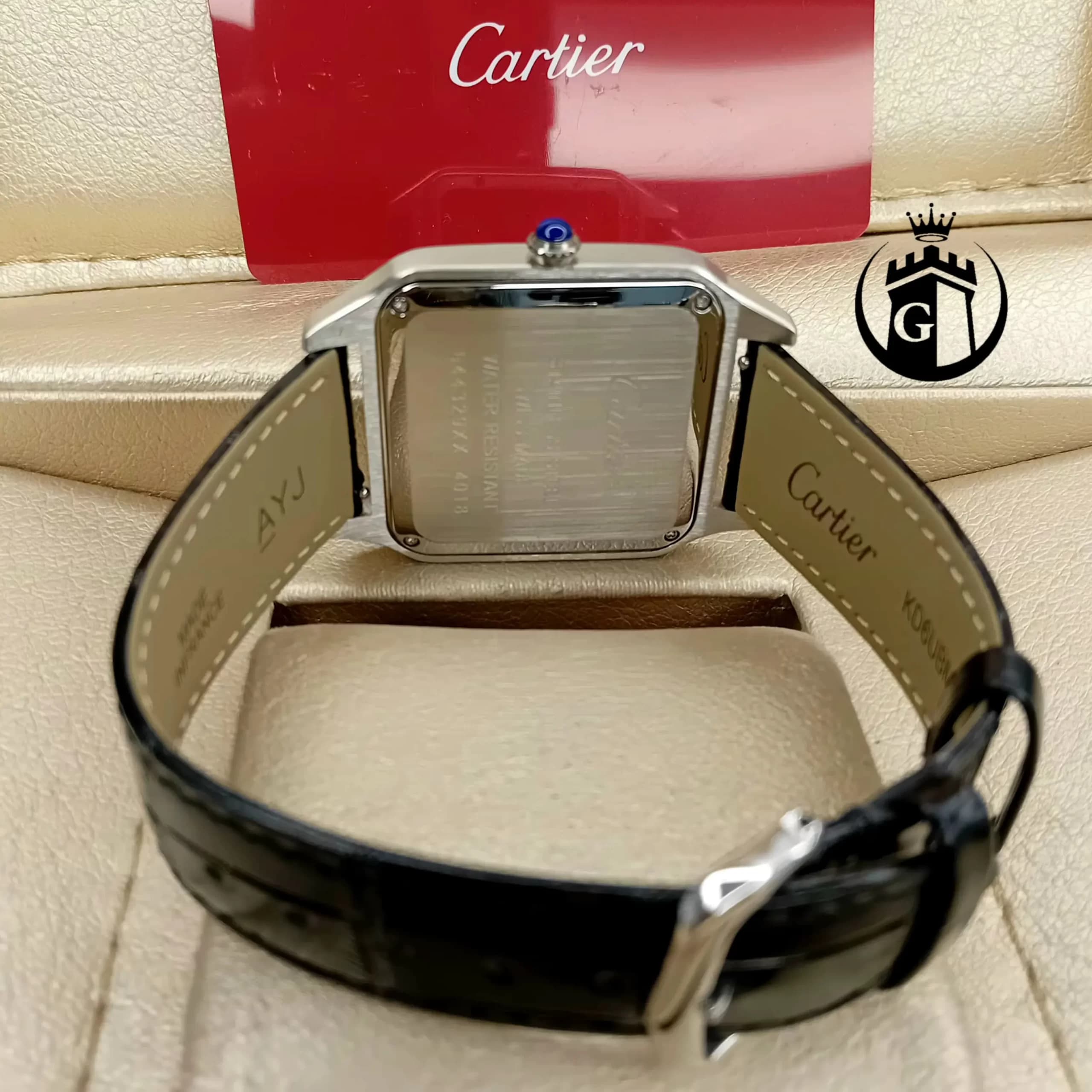 ساعت مچی زنانه اورجینال کارتیه Cartier | ساعت عقربه ای بند چرم اصلی و کلاسیک — تصویر ۳