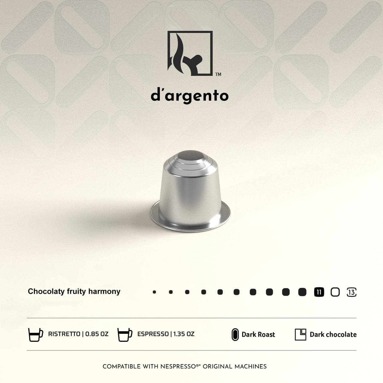کپسول قهوه نرو آمور نقرهای Nero Amore (D’argento) بسته 10 عددی — تصویر ۴