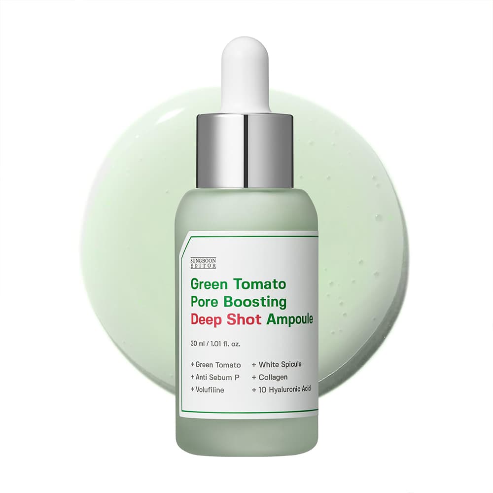 سرم کوچک کننده منافذ گوجه سبز و اسپیکیول سانگ بون ادیتور SUNGBOON EDITOR Green Tomato Pore Boosting Deep Shot Ampoule