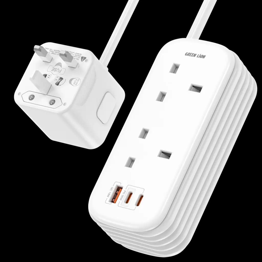 چندراهی برق و شارژر گرین لاین مدل GS-600 با USB-C و USB-A و توان 2500 وات GNGS600PSWH