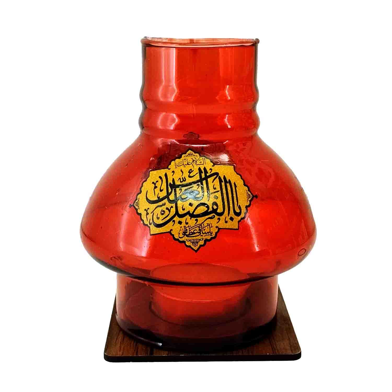 10266702-جاشمعی پایه چوبی مذهبی طرح یا اباالفضل و یا اباعبدالله قرمز — تصویر ۲