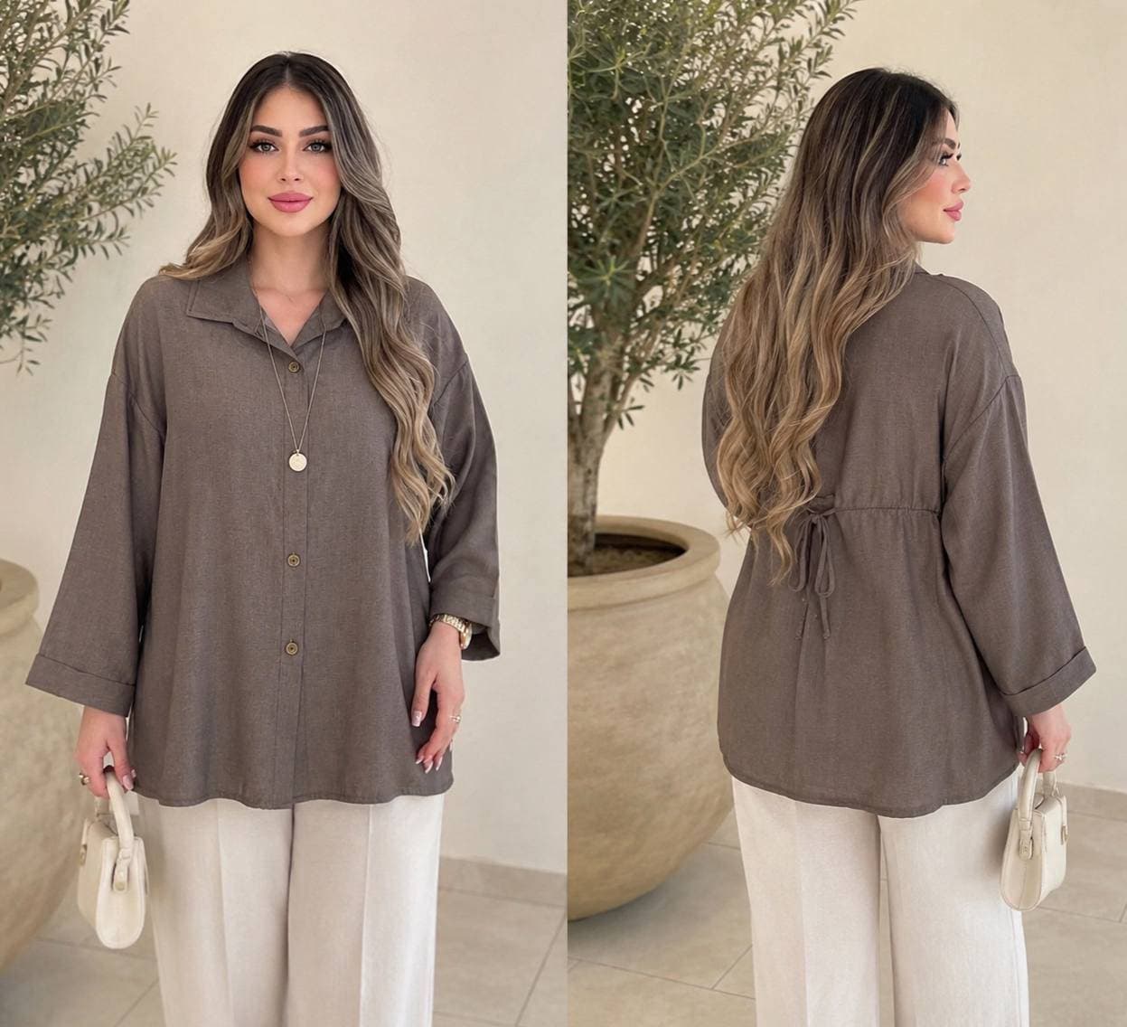 شومیز زنانه مدل پشت‌بنددار جنس تنسل پری (کد: ۲۳۲۳۶) — تصویر ۷
