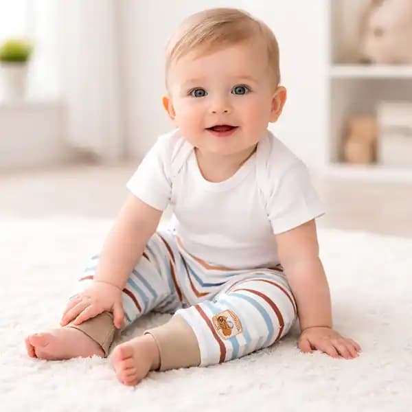 شلوار راه راه نوزاد طرح مزرعه آدمک