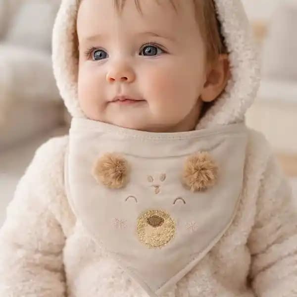 پیش بند دو عددی نوزاد برند papo طرح خرس قهوه ای
