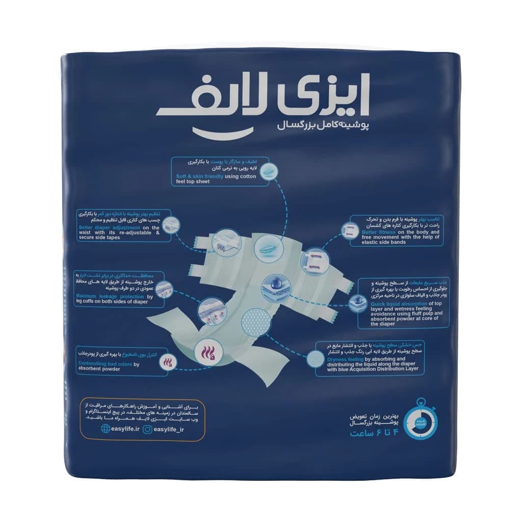 پوشینه سایز مدیوم ایزی لایف 16 عددی — تصویر ۲