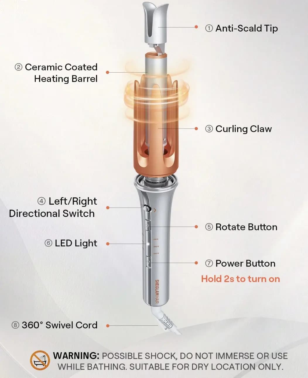 دستگاه فر کننده مو شیگلم کرلی SHEGLAM Hair Curler ‏ — تصویر ۳