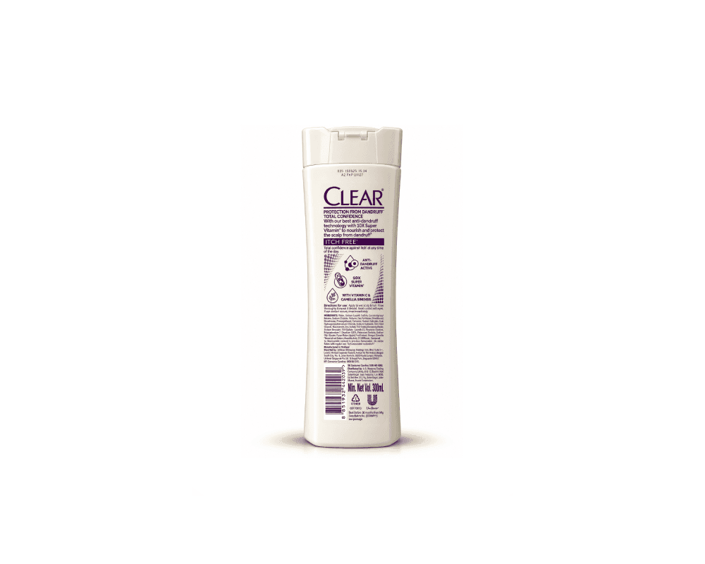 شامپو ضد شوره کلیر Clear مدل Itch Free حجم ۳۰۰ میلی‌ لیتر | تسکین خارش تا ۳ برابر 3X Itch Relief Power با 10X Super Vitamin — تصویر ۲