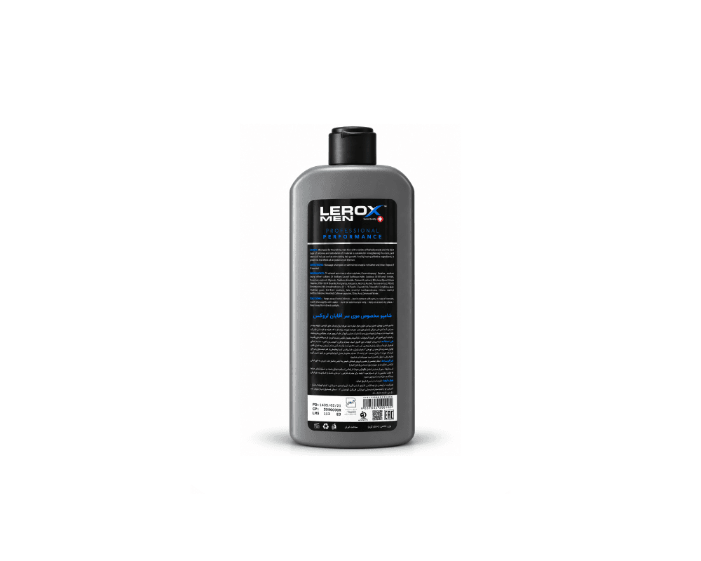 شامپو مردانه لروکس Lerox Men مدل Vigorous Shampoo حاوی عصاره درخت چای Tea Tree Extract، کافئین و کلسیم Caffeine and Calcium وزن ۵۵۰ گرم | ضد شوره Anti-Dandruff و خنککننده Cooling and Relief — تصویر ۲