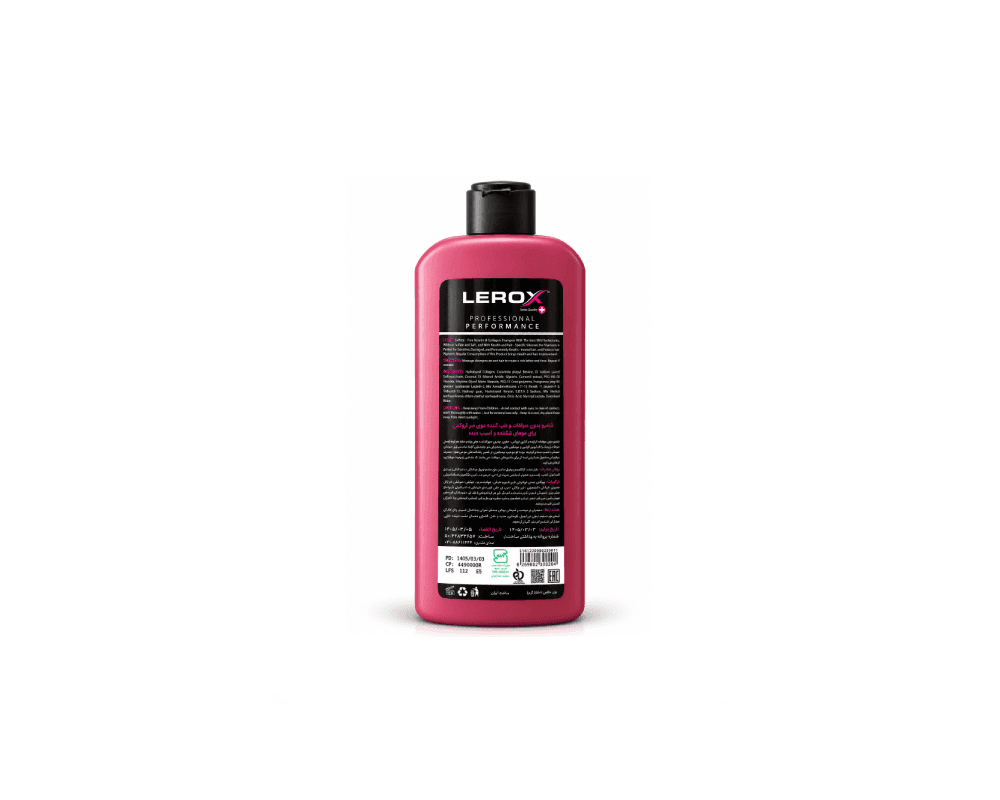 شامپو ملایم لروکس Lerox مدل Mild Shampoo حاوی کراتین و کلاژن Keratin and Collagen وزن ۵۵۰ گرم | بدون سولفات Sulfate Free و مناسب پوست سر حساس For Sensitive Scalp — تصویر ۲