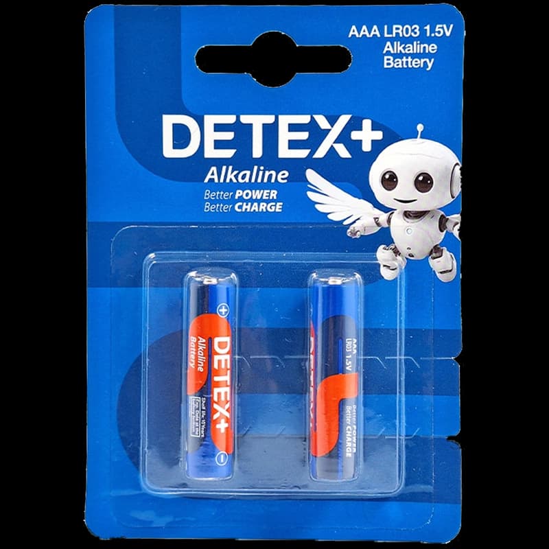 باتری نیم قلمی آلکالاین DETEX PLUS پک دو عددی